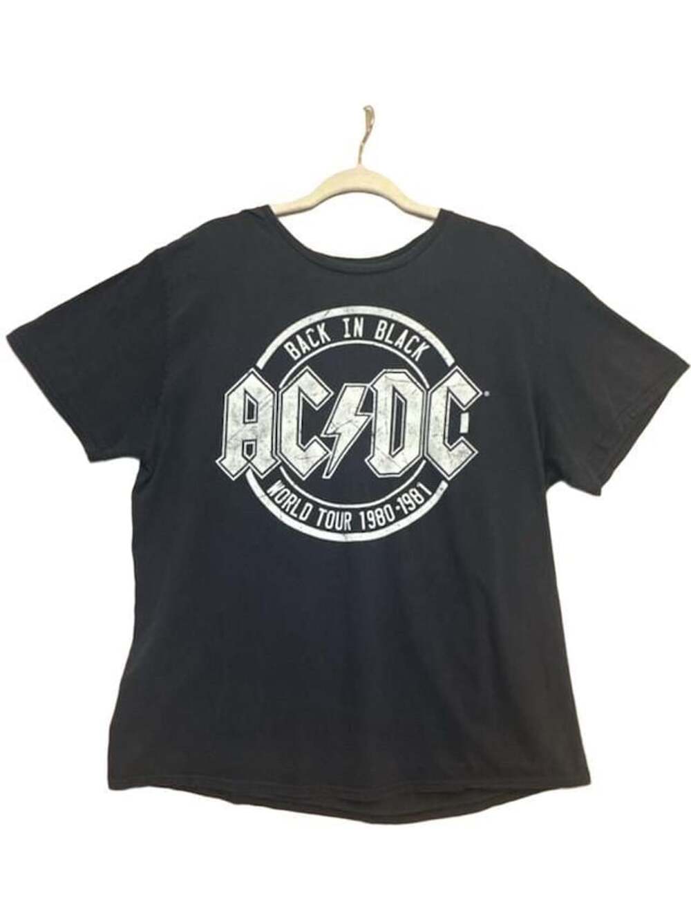 Punk AC/DC Back In Black World Tour 1980-1981 Graphic T-Shirt Black